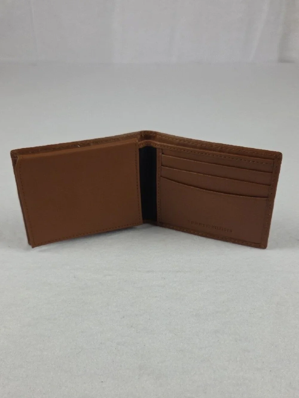 Tommy Hilfiger Tan Leather Wallet with Red, White & Navy Stripe